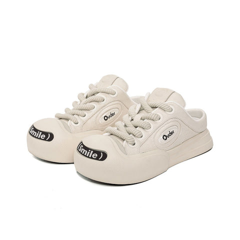 Ouder™ Smiler Slip-On Canvas Shoes White