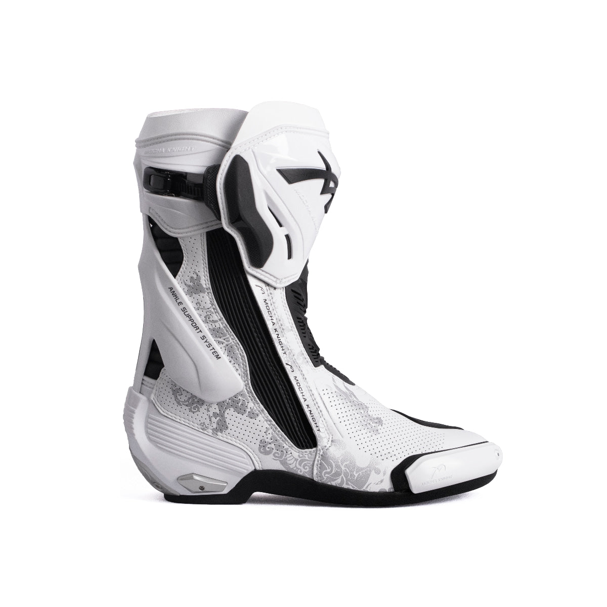 Allgoal White Silver Dragon Motorcycle Riding Boots – ALLGOAL