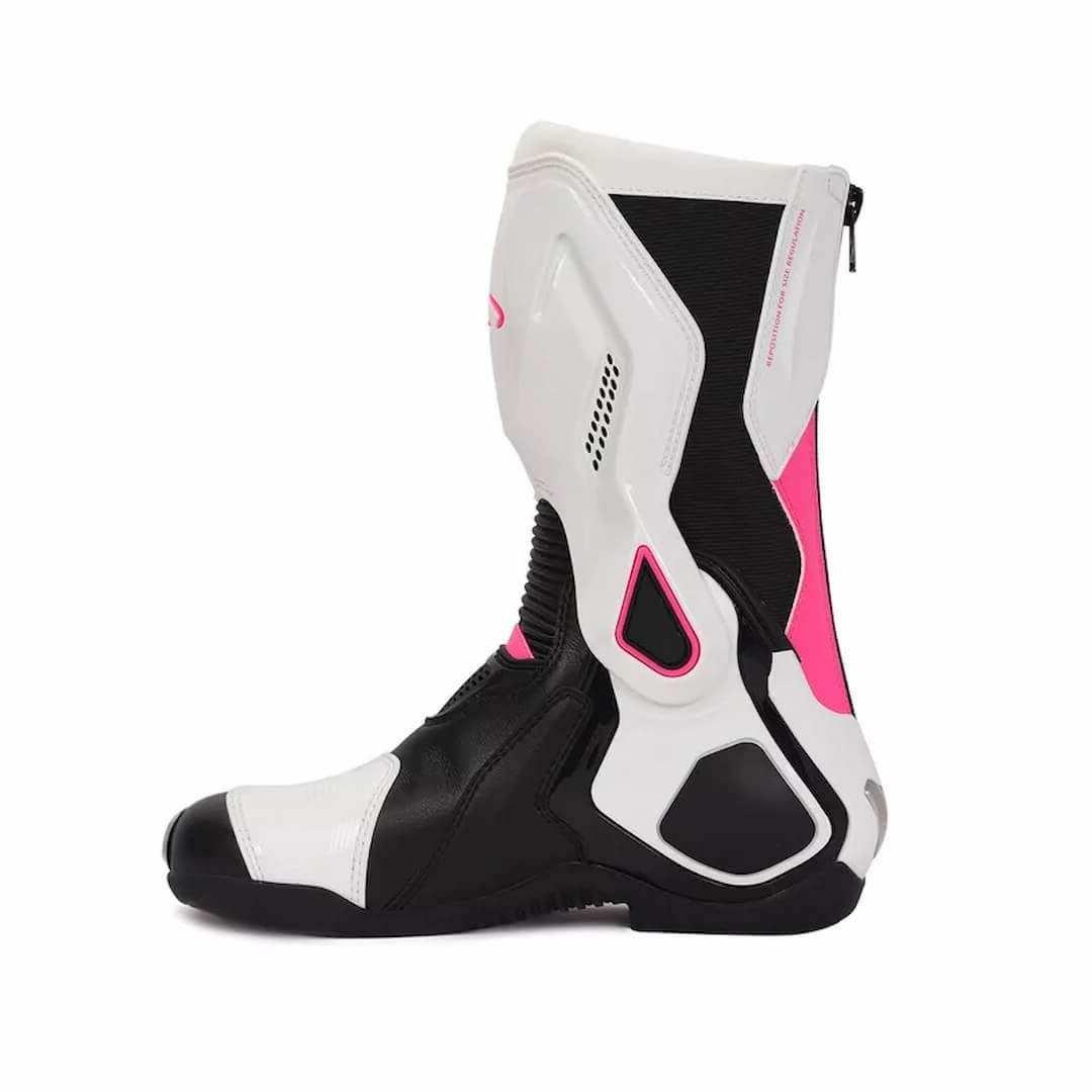 Allgoal White/Black/Pink Motorcycle Boots Women – ALLGOAL