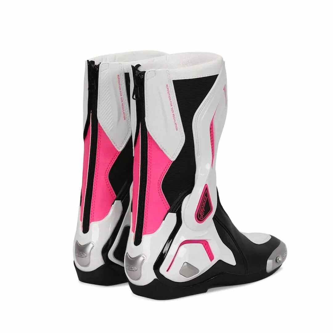 Allgoal White/Black/Pink Motorcycle Boots Women – ALLGOAL