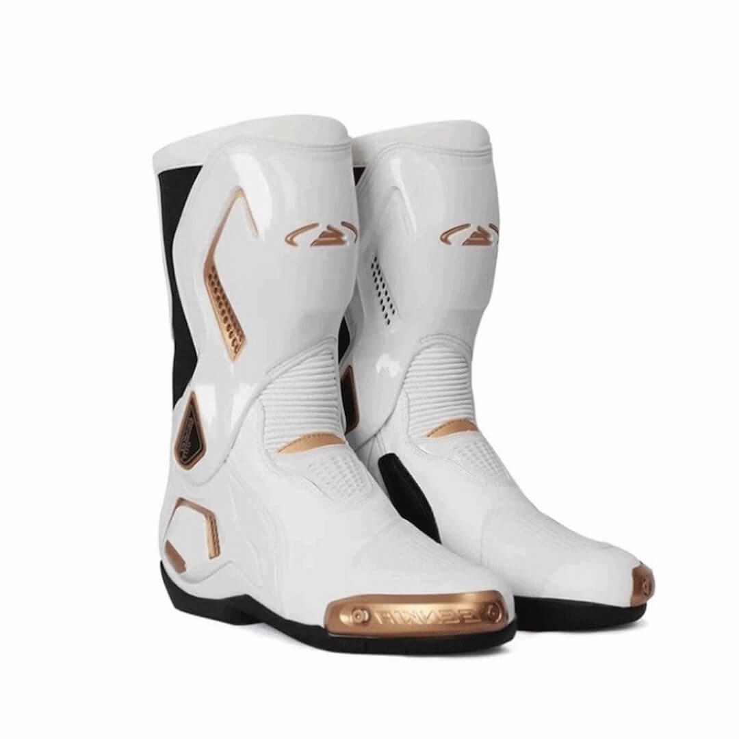 Allgoal White/Gold Motorcycle Boots – ALLGOAL