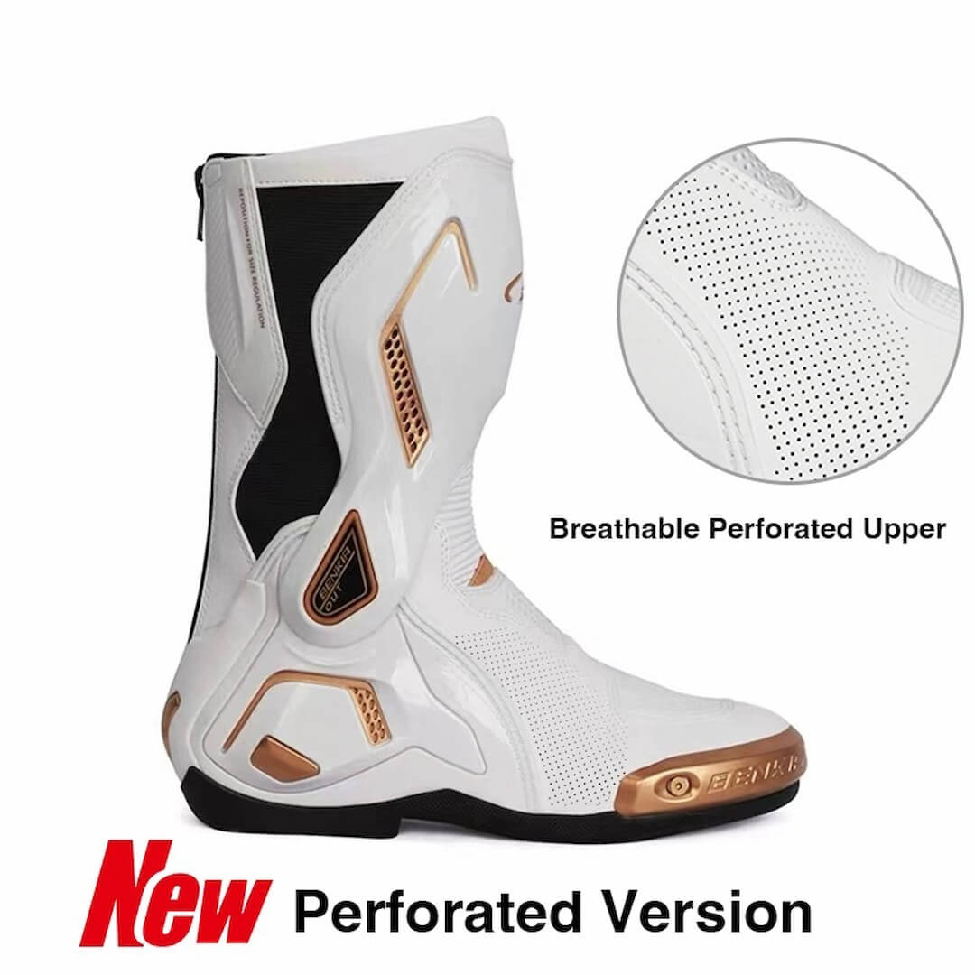 Allgoal White/Gold Motorcycle Boots – ALLGOAL