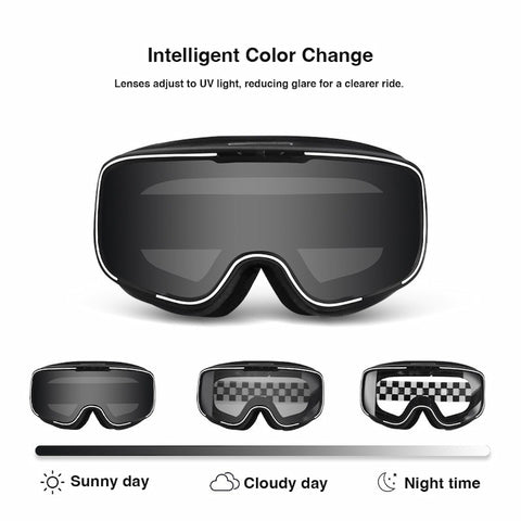 uv light goggles Photochromic Motorcycle Goggles Black Checkered Strap