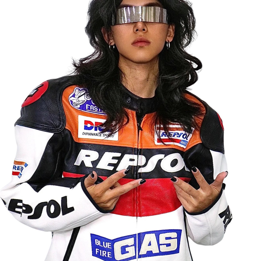 Blue Motorcycle Racing Leather Jacket – ALLGOAL